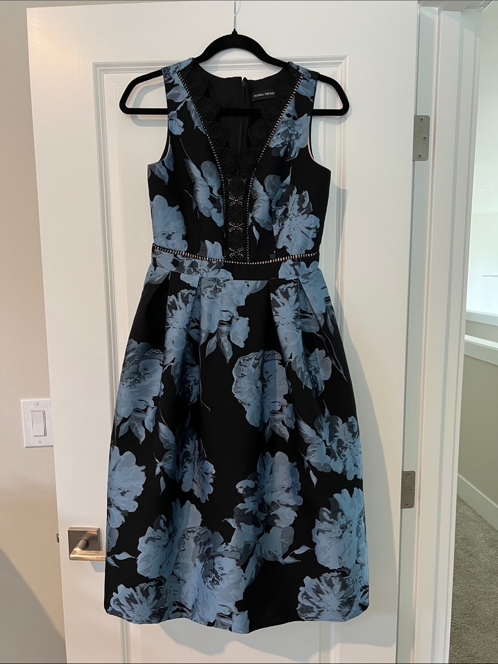 Ivanka Trump Midi Dress with Blue Floral Print